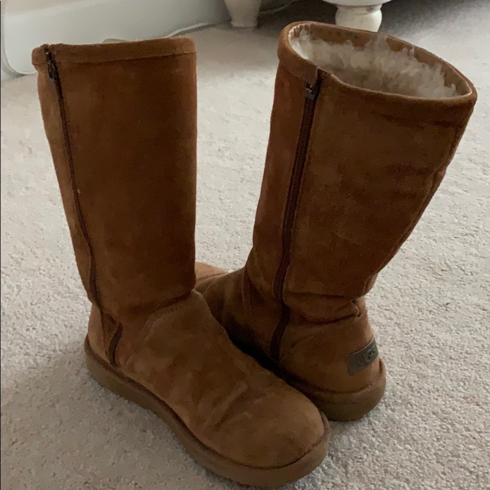 Tan Ugg Zip-up Boots (BARELY WORN)